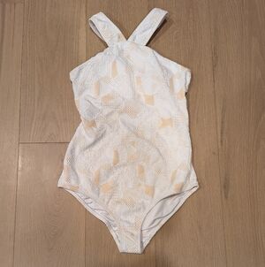 White and Tan Swimsuit